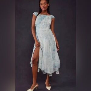 FREE PEOPLE - Heart to Heart Midi Dress in Ocean Combo Blue - Size 2